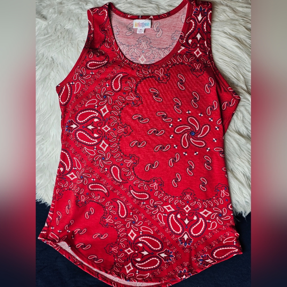 LuLaRoe Red Bandana Print Tank Top